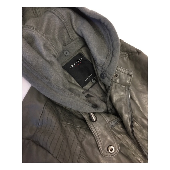 therapy Jackets & Blazers - Therapy | Faux Leather Hooded Jacket Layered Look